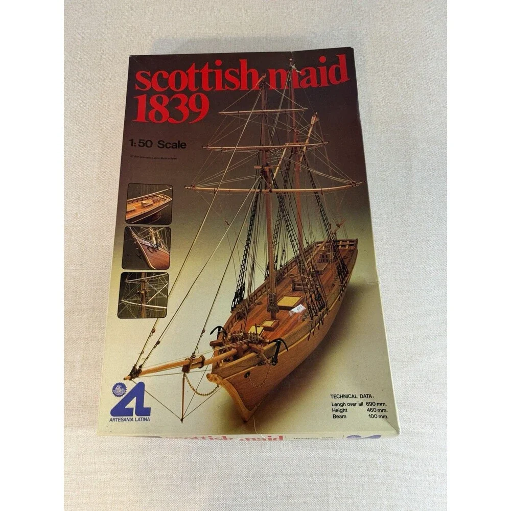 Vintage 1979 Artesania Latina Scottish Maid 1839 Wood Ship Model Kit 1:50 #401